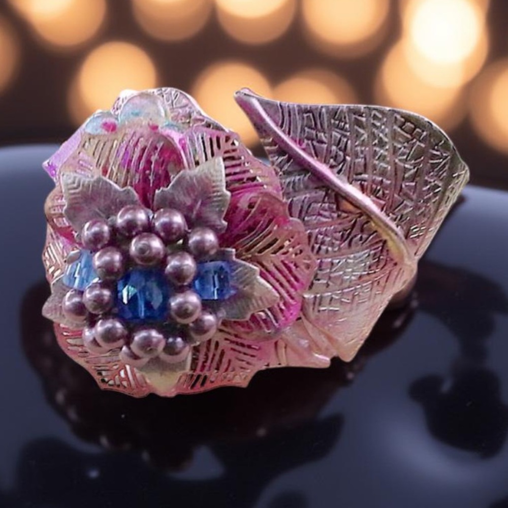 Floral Cuff, One of a kind Flower Cuff HANDCRAFTED
